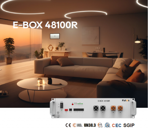 Baterie invertor rack-abilă LiFePO4, model E-Box-48100R, capacitate 5,12kW, 100Ah, 51,2V, cu sistem de management al bateriei (BMS) inclus [1]