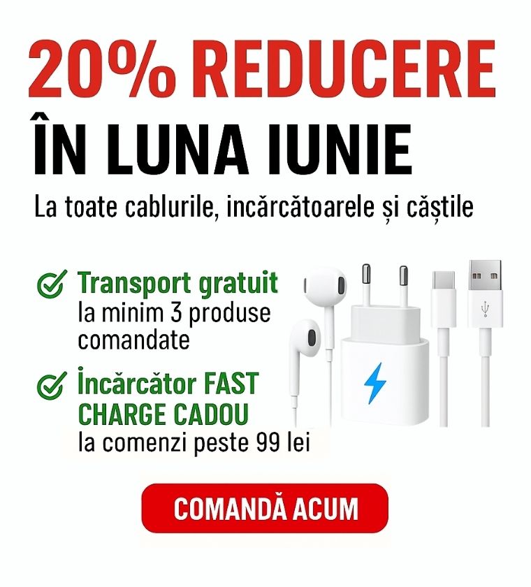 Oferta iunie - cabluri casti si incarcatoare