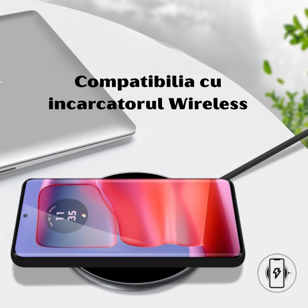 Husa pentru Motorola Edge 50 Pro din sIlicon catifelat cu interior din microfibra si protectie la camere - Negru [4]