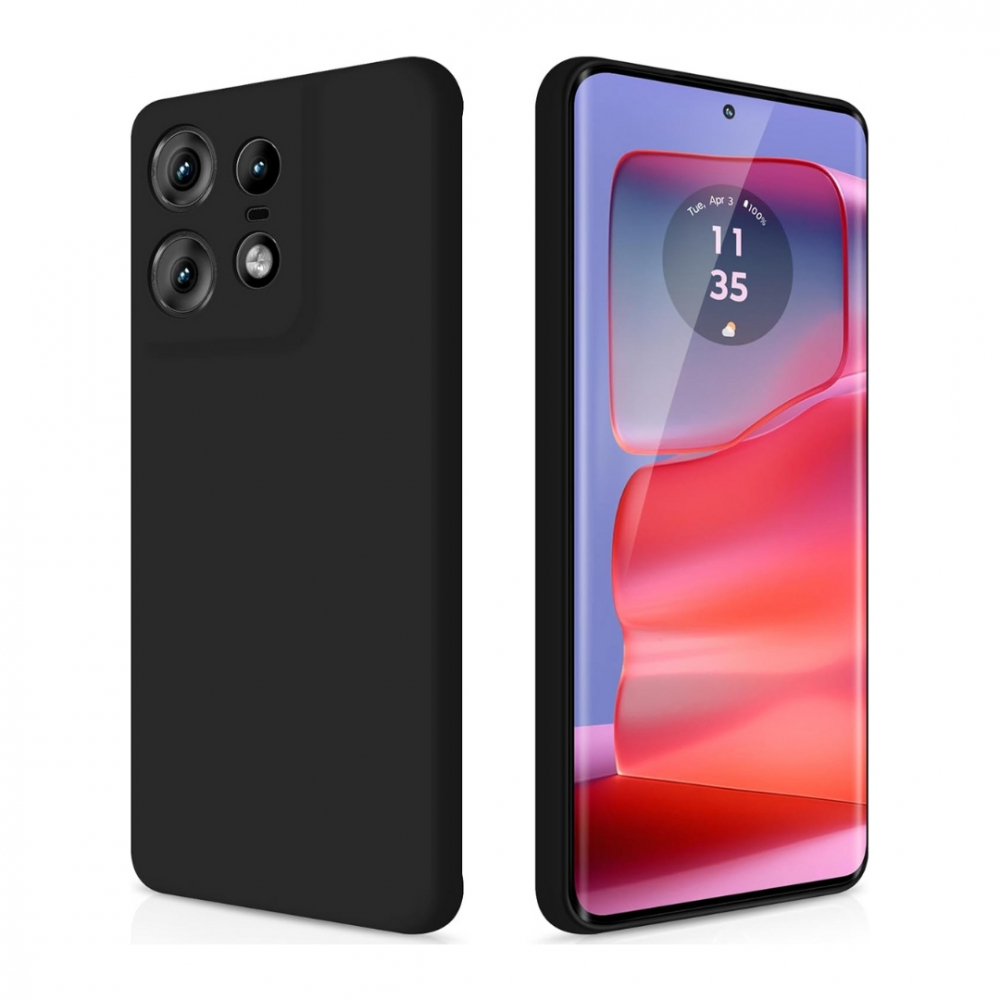 Husa pentru Motorola Edge 50 Pro din sIlicon catifelat cu interior din microfibra si protectie la camere - Negru [1]