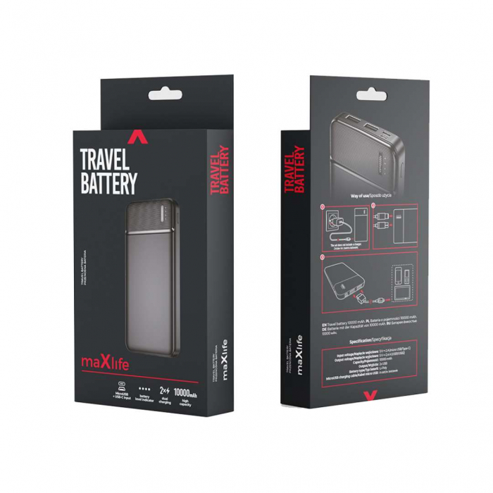 Baterie Externă Maxlife 10000 mAh cu 2 Porturi [12]