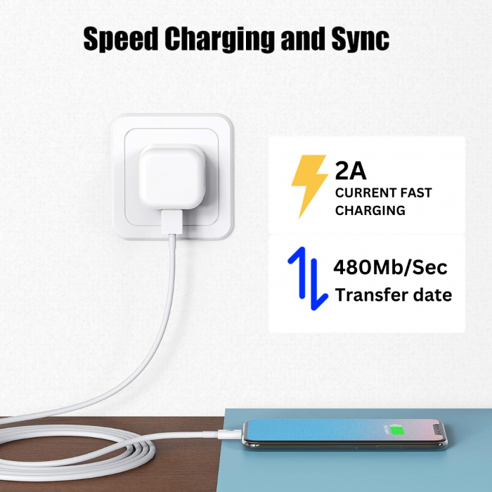 Copy code Cablu Date USB la Lightning 2A 1 Metru - GsmX [2]