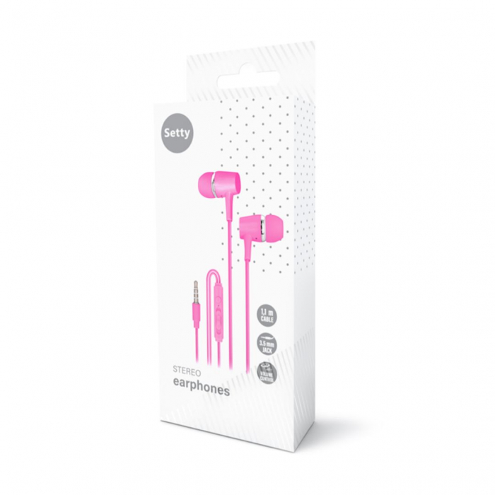 Căști audio cu fir si microfon, mufă jack 3,5mm - Setty SPD-J-26 - Roz [3]