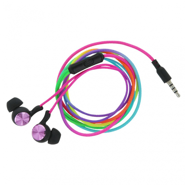 Casti audio cu fir si microfon, mufă jack 3,5mm - Setty SPD-J-313 - Curcubeu [2]