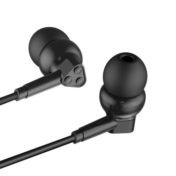 Căști audio cu fir și microfon, mufă jack 3,5mm - XO EP33 - Negru [2]