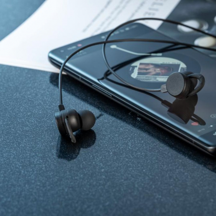 Căști audio cu fir și microfon, mufă jack 3,5mm - XO EP63 - Negru [2]