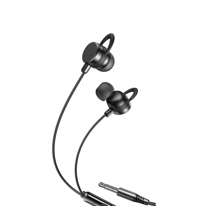 Căști audio cu fir și microfon, mufă jack 3,5mm - XO EP63 - Negru [1]