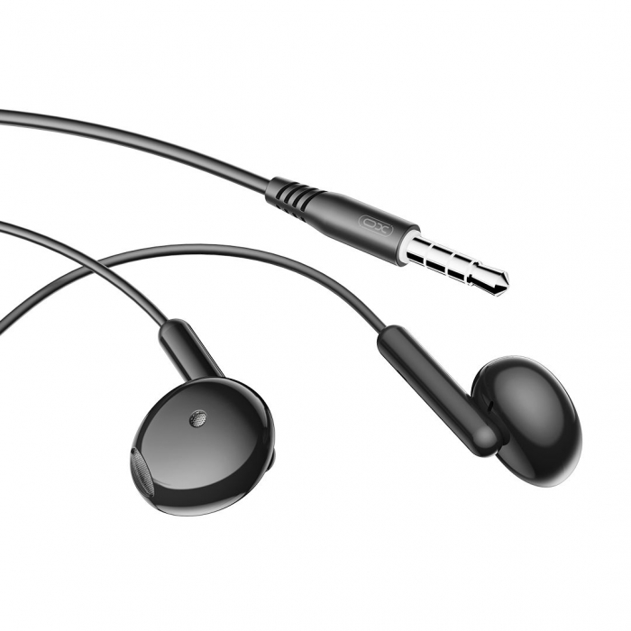 Căști audio cu fir și microfon, mufă jack 3,5mm - XO EP69 - Negru [2]