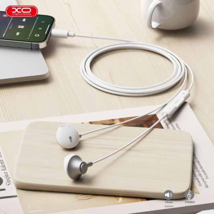 Casti Audio cu Fir și Microfon pentru iPhone - Alb [4]