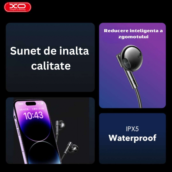 Casti Audio cu Fir și Microfon pentru iPhone - Negru [2]