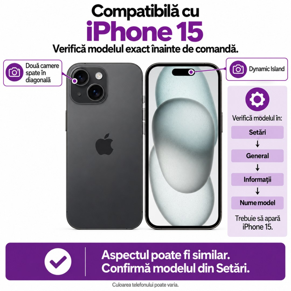 Folie Sticlă Privacy iPhone 15 - Full Glue [2]