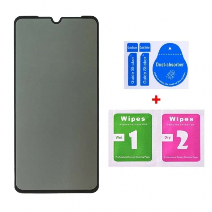 Set 2 Folii de Sticla Privacy pentru Samsung Galaxy A12 - Full Glue - Kit Montare Inclus [3]