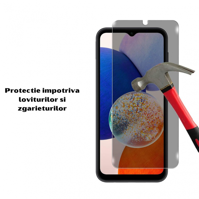 Set 2 Folii de Sticla Privacy pentru Samsung Galaxy A14 4G / A14 5G - Full Glue - Kit Montare Inclus [4]