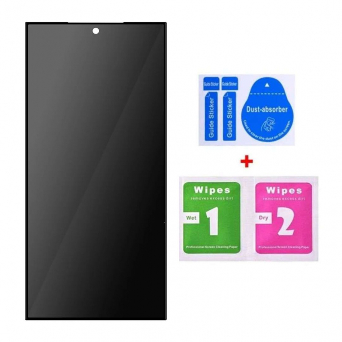 Set 2 Folii de Sticla Privacy pentru Samsung Galaxy S24 Ultra - Full Glue - Kit Montare Inclus [3]