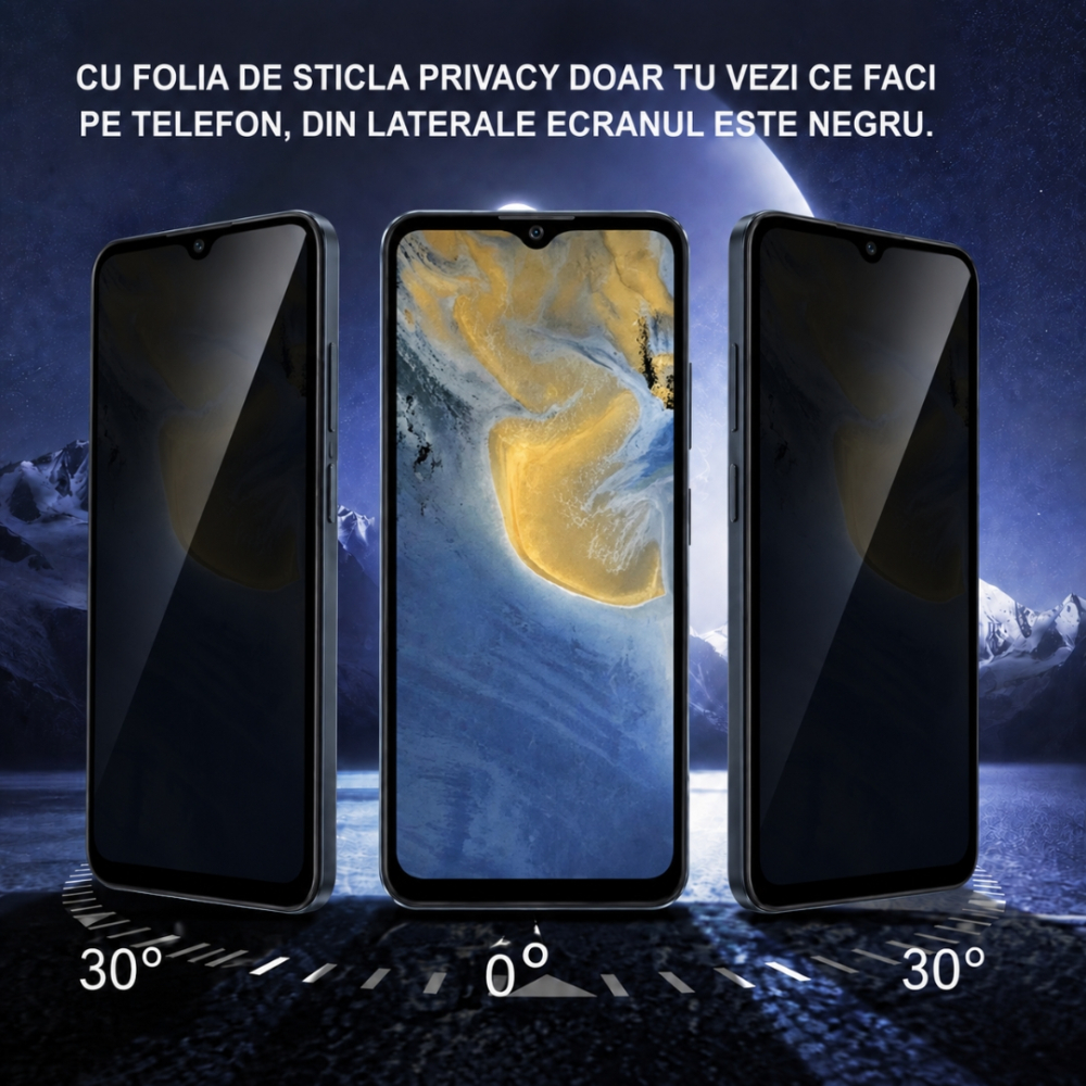 Folie Sticlă Privacy Securizată pentru ZTE Blade A71 - Full Glue, Kit Montare Inclus [3]