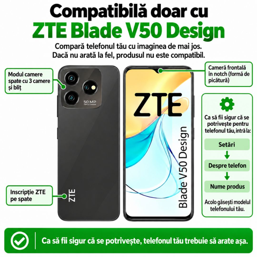 Folie Sticlă Securizată pentru ZTE Blade V50 Design - Full Glue, Kit Montare Inclus [2]