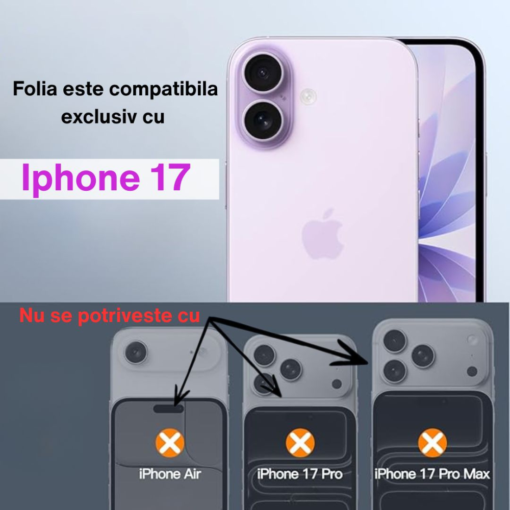 Folie sticla securizata privacy pentru Iphone 17 cu Kit Montare Inclus pentru Aplicare Rapida si Usoara [4]