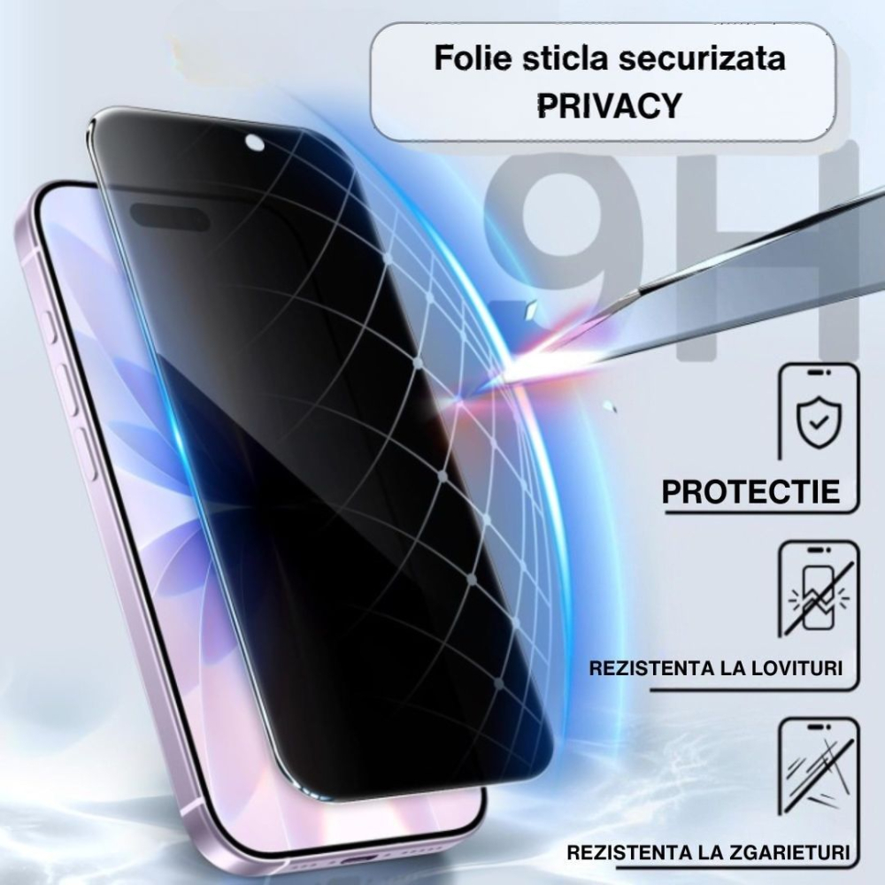 Folie sticla securizata privacy pentru Iphone 17 cu Kit Montare Inclus pentru Aplicare Rapida si Usoara [2]