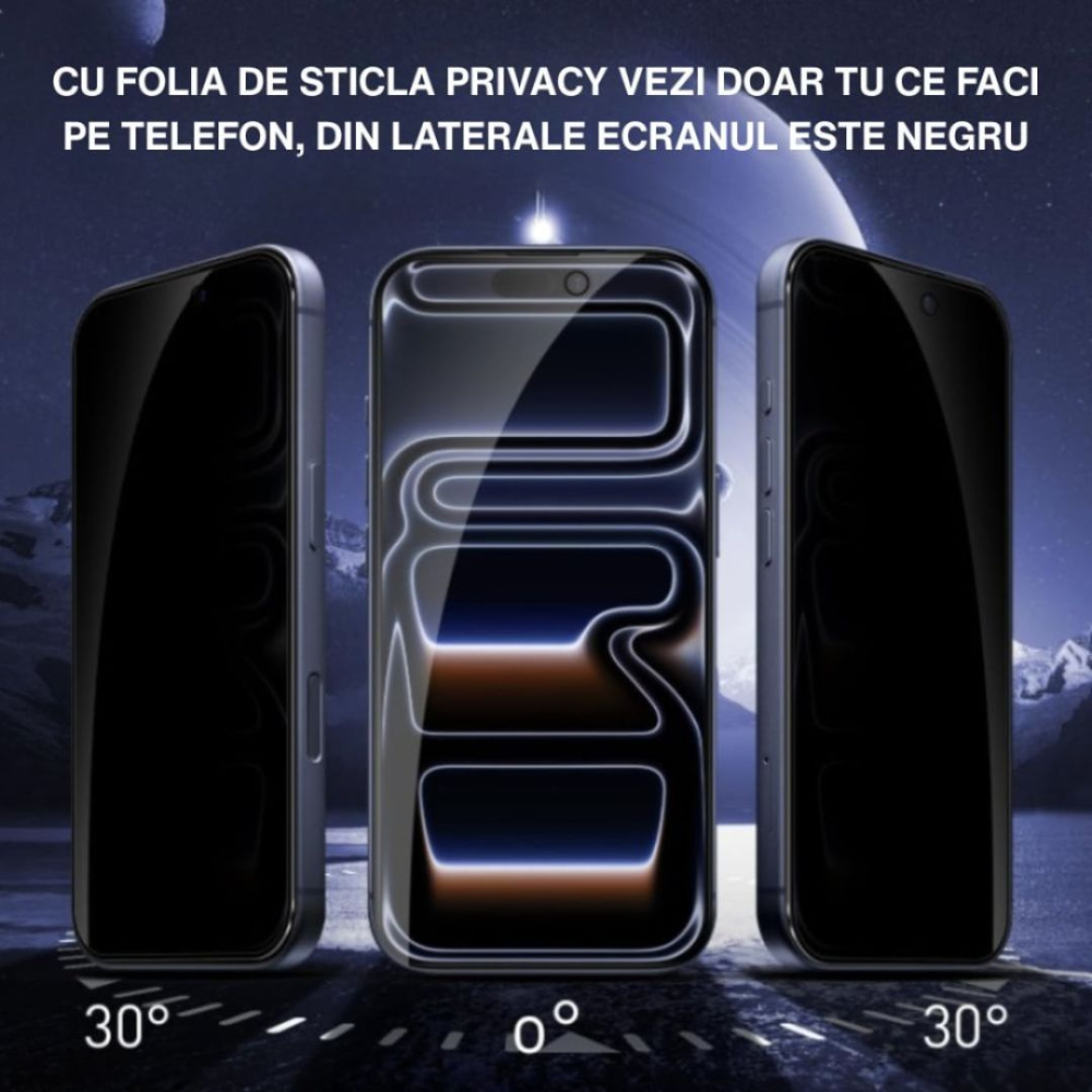 Folie sticla securizata privacy pentru Iphone 17 Pro Max cu Kit Montare Inclus pentru Aplicare Rapida si Usoara [3]