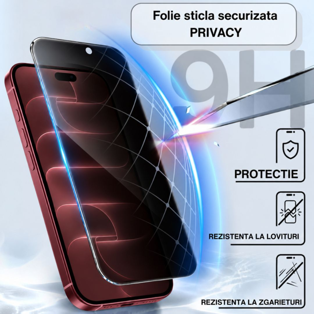 Folie sticla securizata privacy compatibila cu Iphone 18 Pro Max [3]