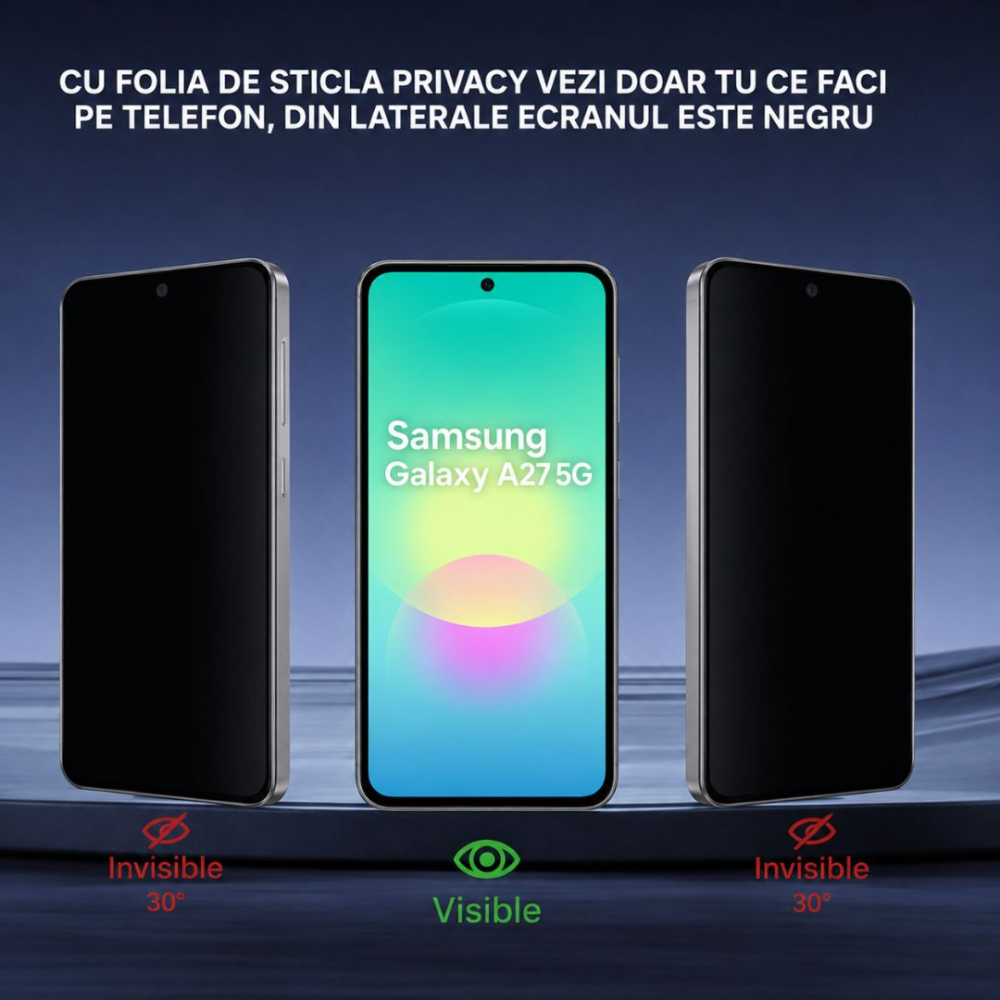 Folie sticla privacy pentru Samsung Galaxy A27 5G cu kit de montare inclus [3]