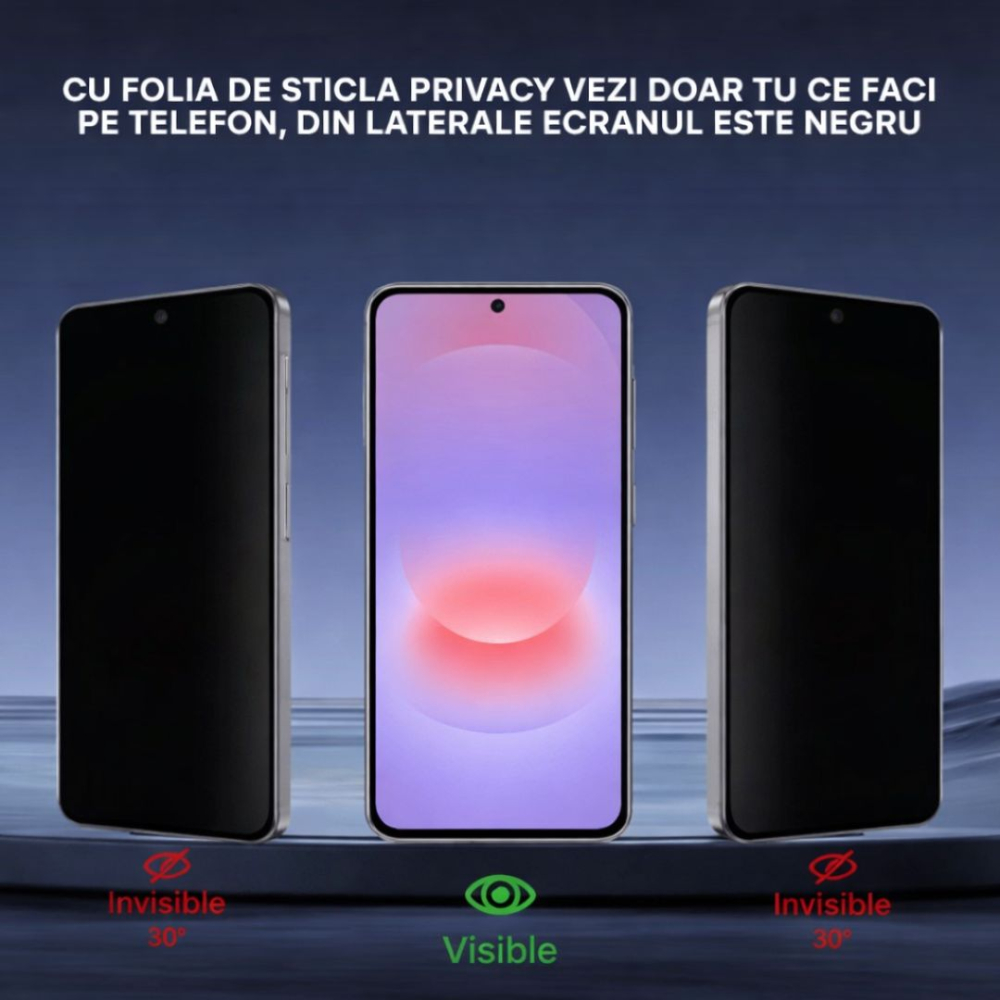 Folie sticla securizata privacy pentru Samsung Galaxy A37 5G cu  Kit Montare Inclus pentru Aplicare Rapida si Usoara [2]