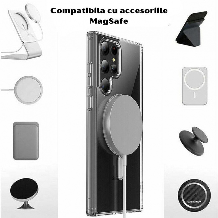 Husa Anti-Shock MagSafe pentru Samsung Galaxy S22 Ultra - Transparenta [2]