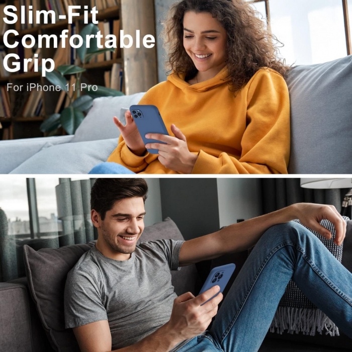 Husa compatibila Iphone 11 PRO din silicon catifelat cu interior din microfibra si protectie la camere [4]