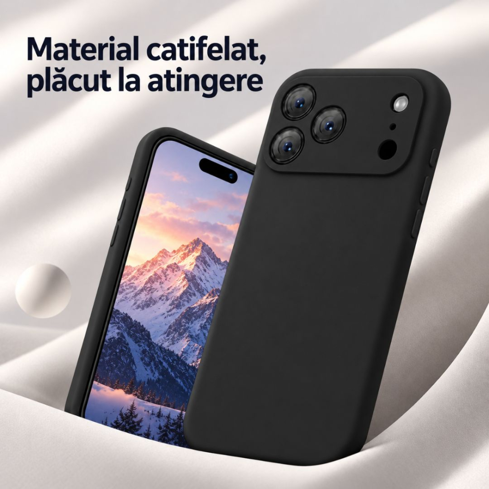 Husa compatibila iPhone 18 Pro Max din silicon catifelat cu interior din microfibra si protectie la camere - ZetGSM [7]
