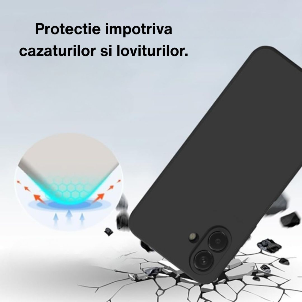 Husa compatibila Samsung Galaxy A07 din sIlicon catifelat cu interior din microfibra si protectie la camere - Negru [2]