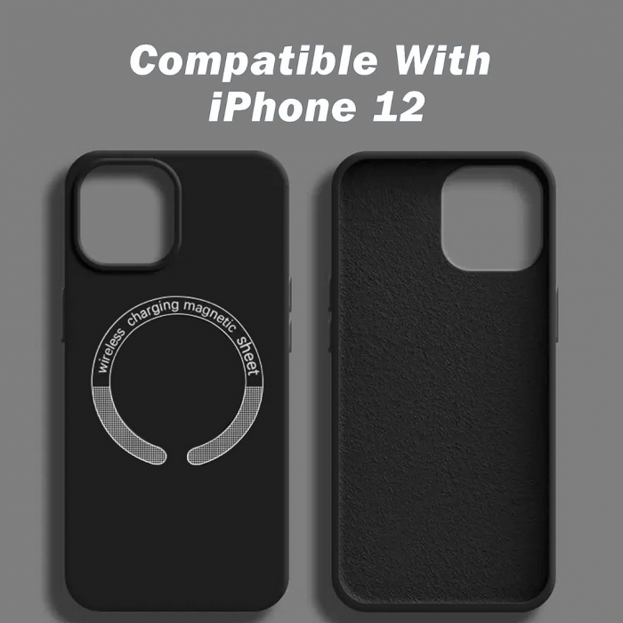 Husa Magsafe compatibila Iphone 12 din silicon catifelat cu interior din microfibra si protectie pentru camere [2]