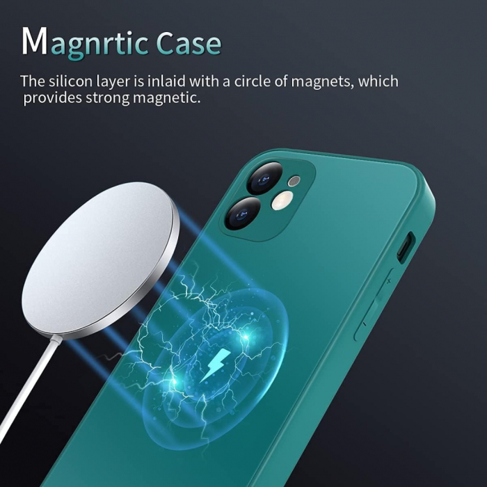 Husa Magsafe compatibila Iphone 12 din silicon catifelat cu interior din microfibra si protectie pentru camere [3]