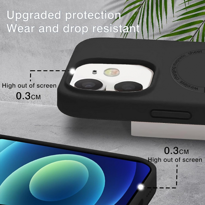 Husa Magsafe compatibila Iphone 12 din silicon catifelat cu interior din microfibra si protectie pentru camere [5]