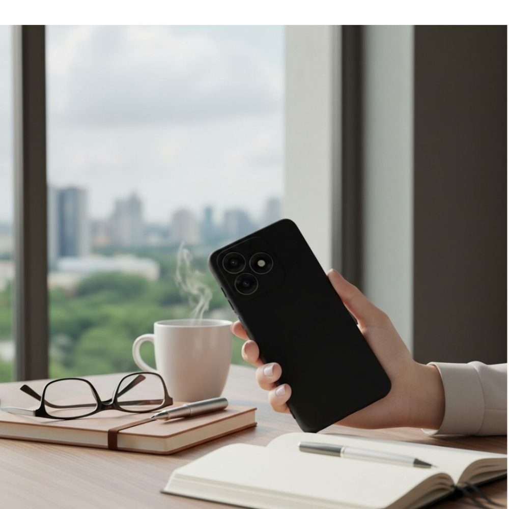 Husa pentru Honor X5c Plus din sIlicon catifelat cu interior din microfibra si protectie la camere - Negru [8]