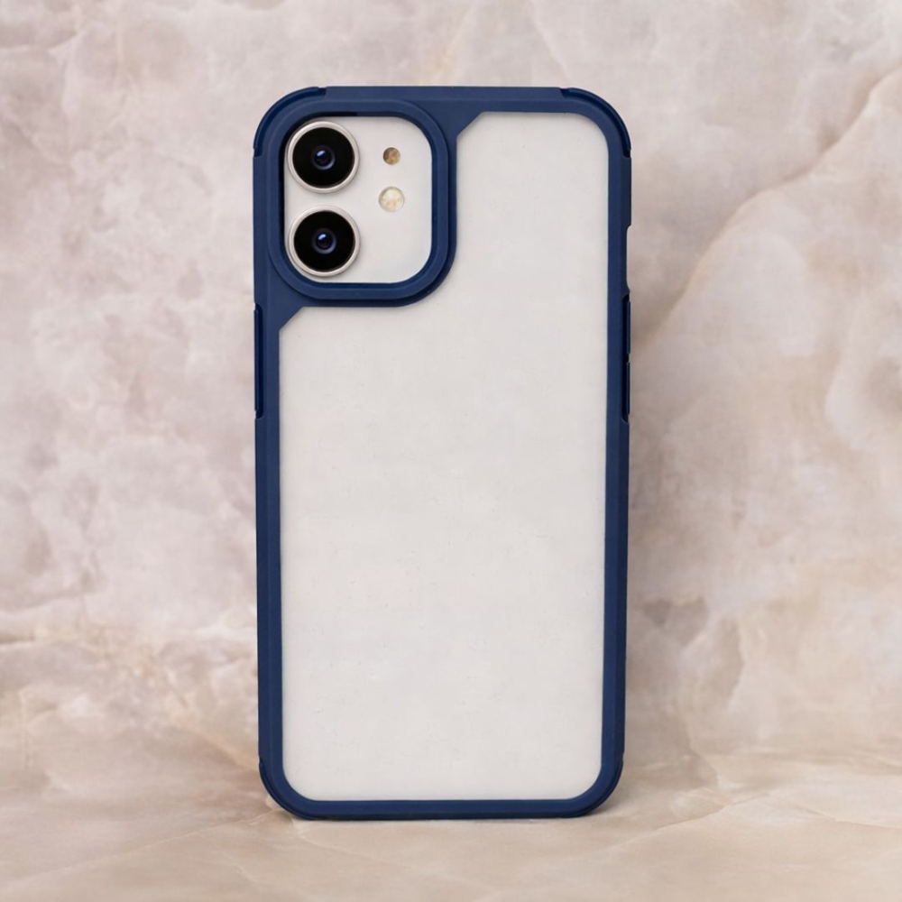 Husa pentru iPhone 12 Pro Color Shock pentru spate, transparenta cu margini albastre [3]