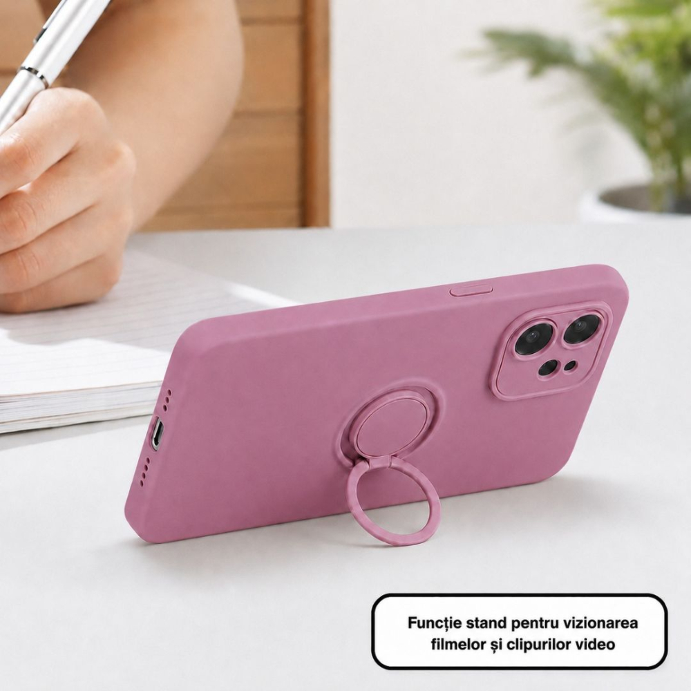 Husa pentru Iphone 12 din silicon, cu inel de prindere, protectie la camere si interior cu microfibra [2]