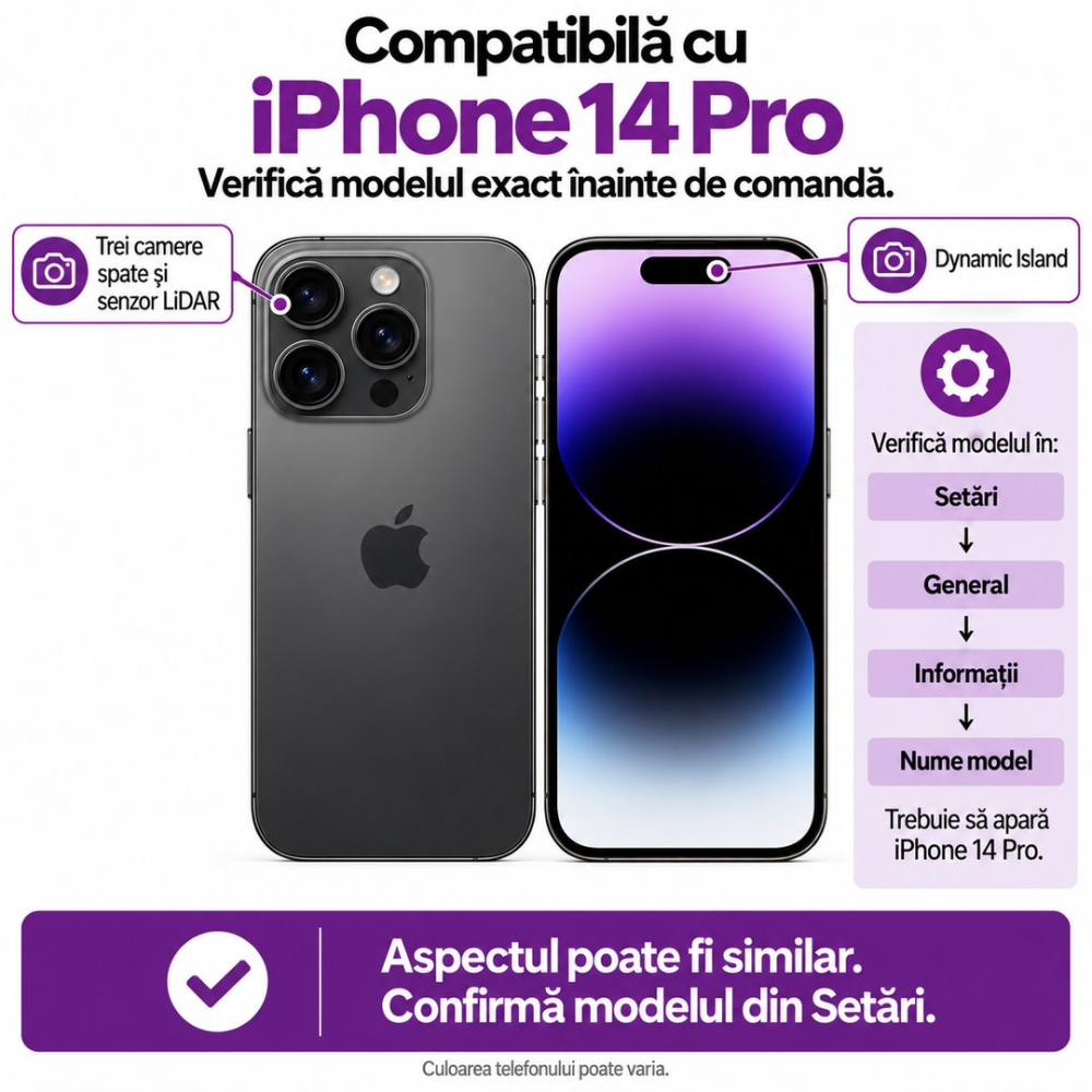 Husa pentru iPhone 14 Pro Color Shock pentru spate, transparenta cu margini albastre [2]