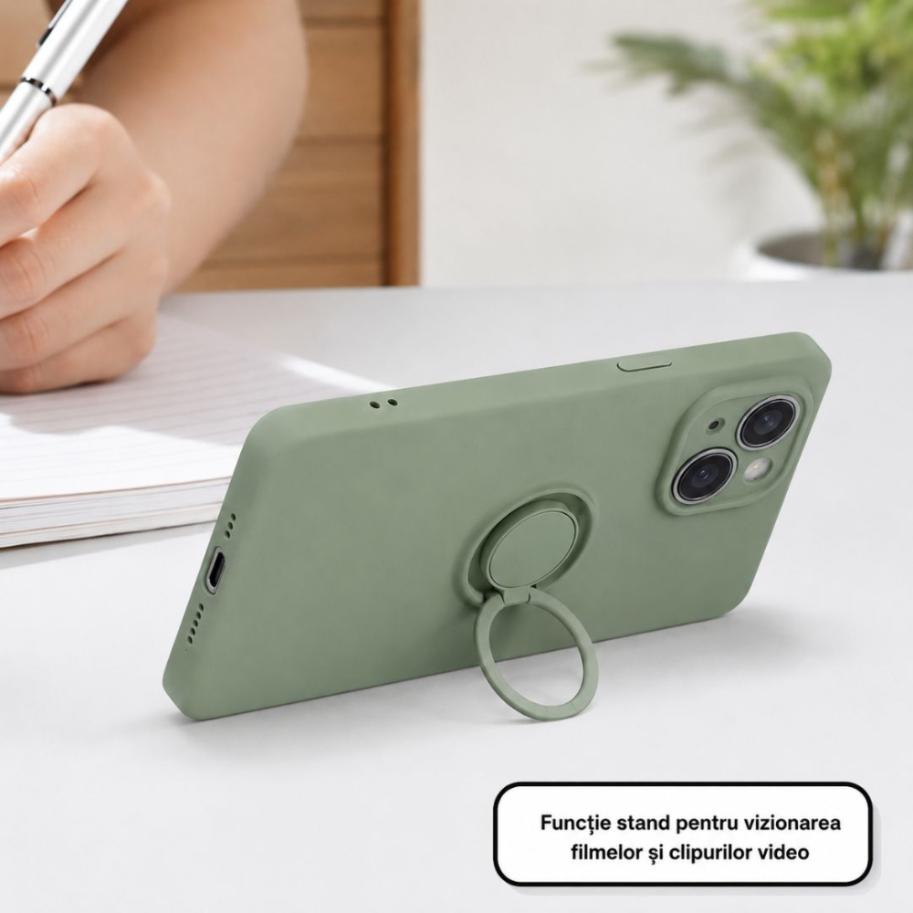Husa pentru Iphone 15 din silicon, cu inel de prindere, protectie la camere si interior cu microfibra [3]