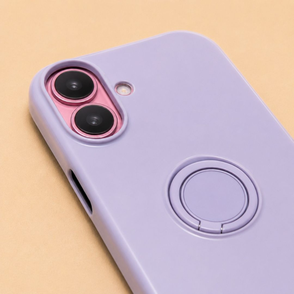 Husa pentru Iphone 16 Plus din silicon, cu inel de prindere, protectie la camere si interior cu microfibra - Mov [2]