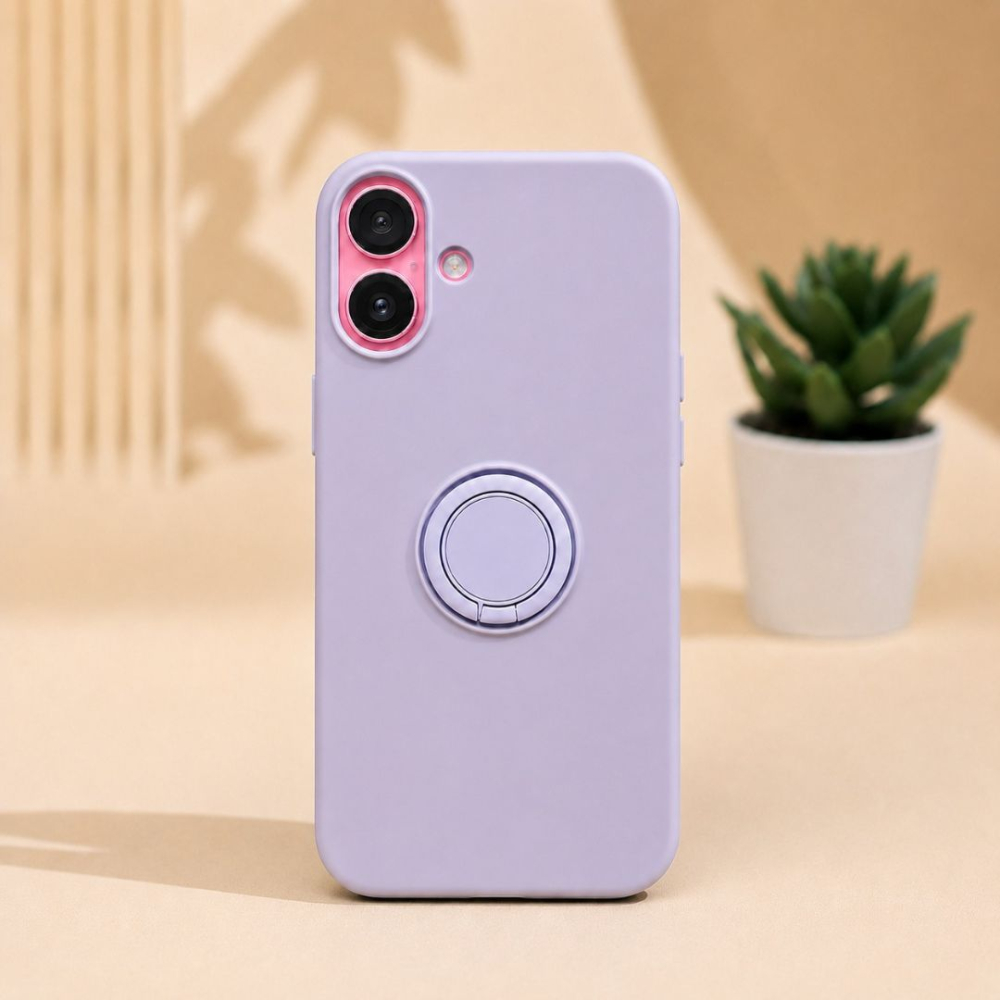 Husa pentru Iphone 16 Plus din silicon, cu inel de prindere, protectie la camere si interior cu microfibra - Mov [3]