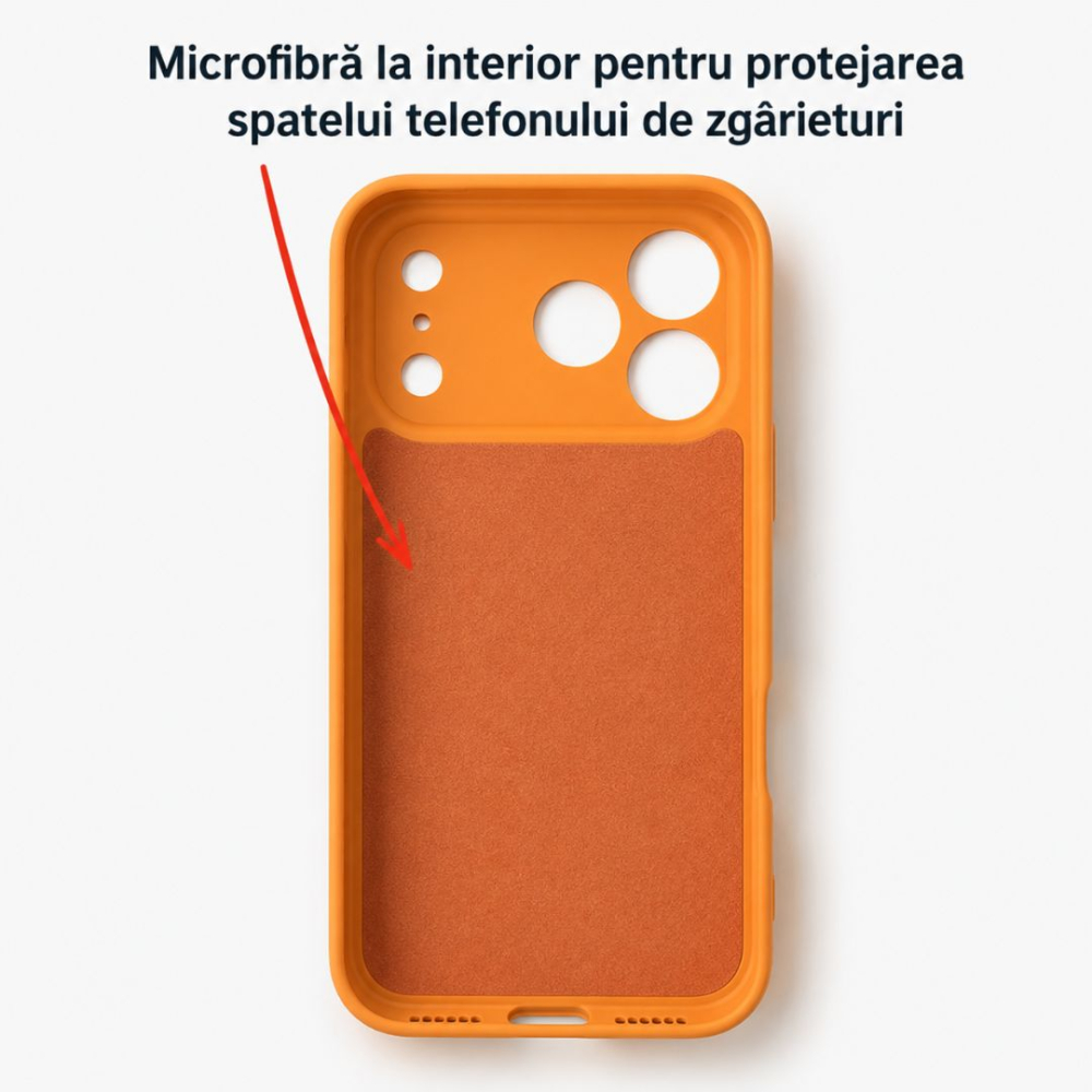 Husa pentru Iphone 17 Pro Max din silicon catifelat cu interior din microfibra si protectie la camere - Portocaliu [3]