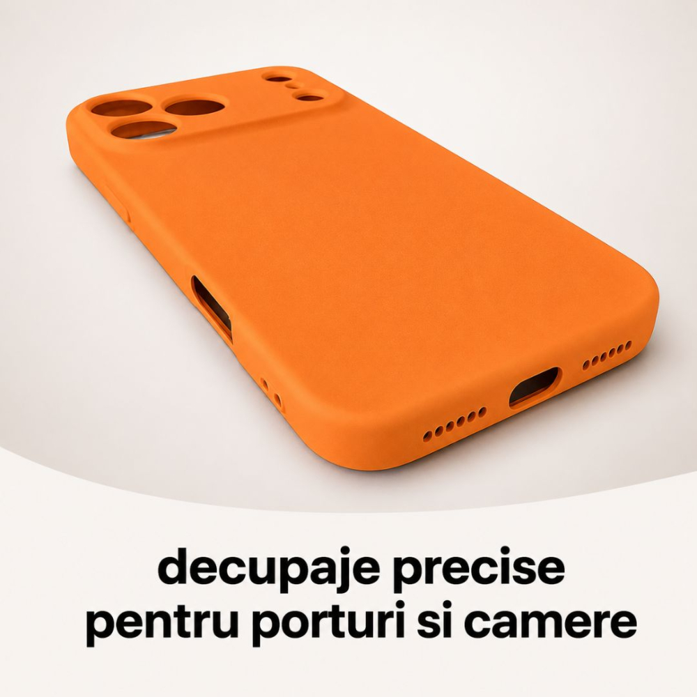 Husa pentru Iphone 17 Pro Max din silicon catifelat cu interior din microfibra si protectie la camere - Portocaliu [5]