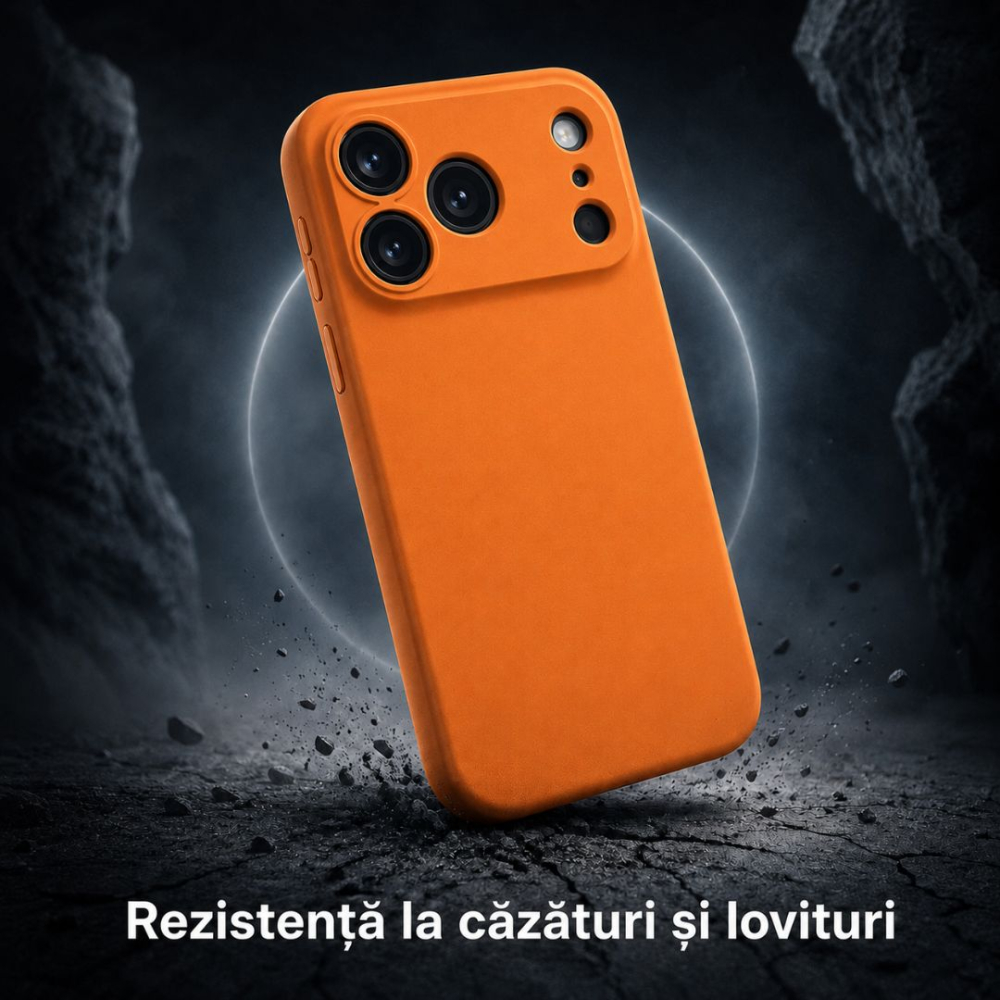 Husa pentru Iphone 17 Pro din silicon catifelat cu interior din microfibra si protectie la camere - Portocaliu [2]