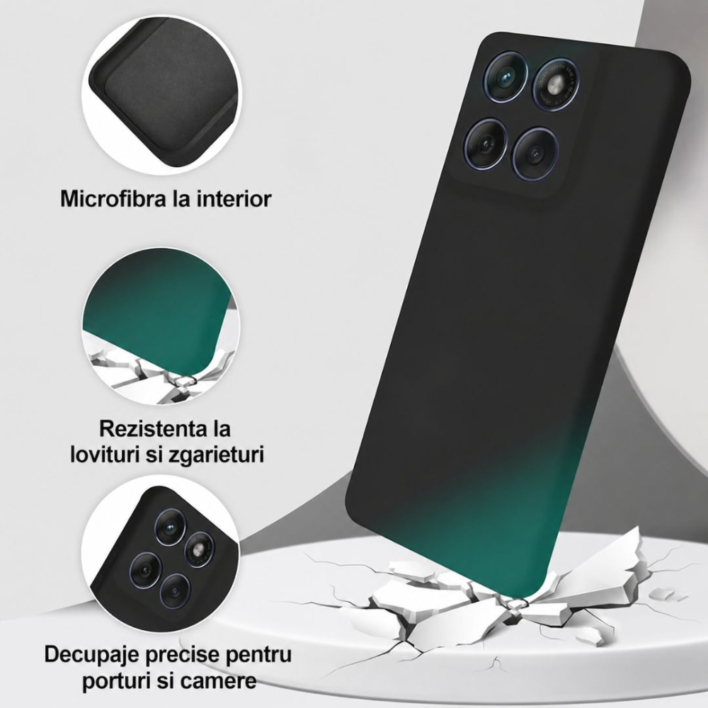 Husa pentru Motorola Edge 60 Fusion din sIlicon catifelat cu interior din microfibra si protectie la camere - Negru [2]