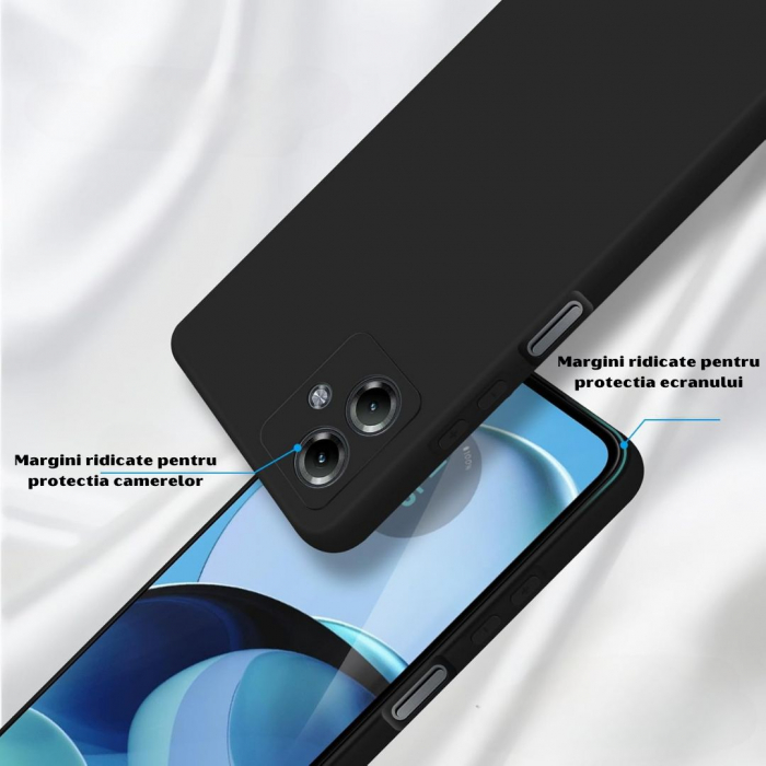 Husa pentru Motorola Moto G14 din sIlicon catifelat cu interior din microfibra si protectie la camere - Negru [3]