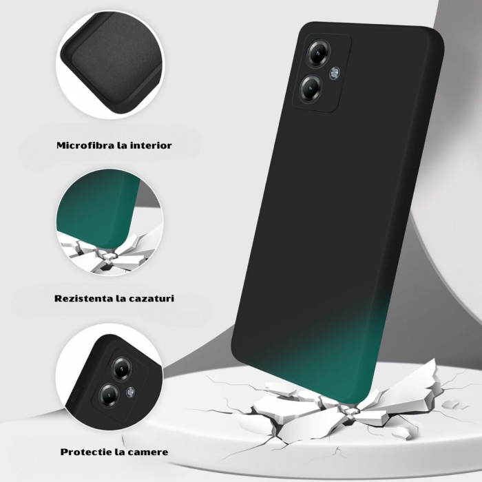 Husa pentru Motorola Moto G14 din sIlicon catifelat cu interior din microfibra si protectie la camere - Negru [2]