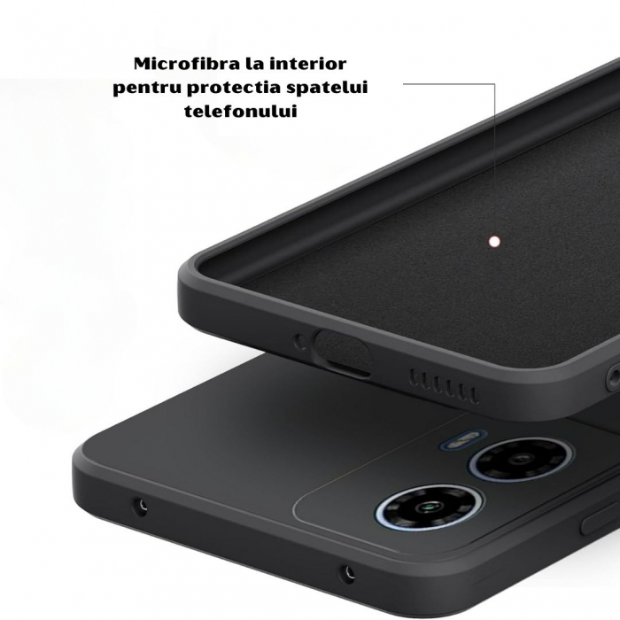 Husa pentru Motorola Moto G34 din sIlicon catifelat cu interior din microfibra si protectie la camere - Negru [3]