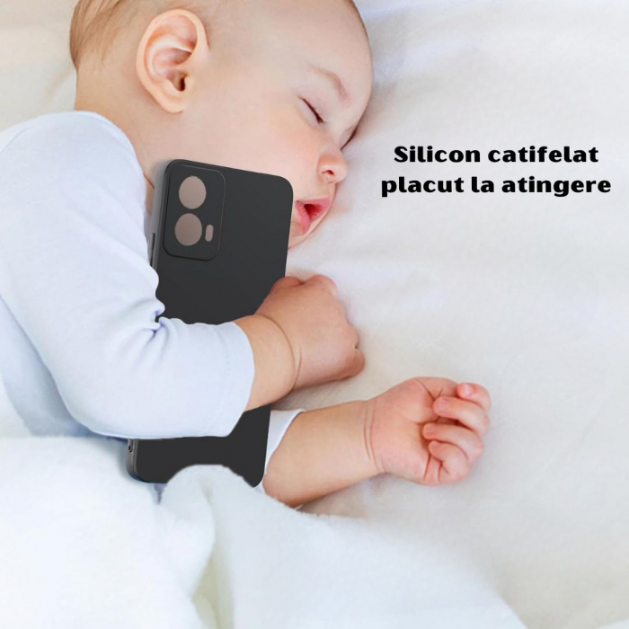 Husa pentru Motorola Moto G34 din sIlicon catifelat cu interior din microfibra si protectie la camere - Negru [4]