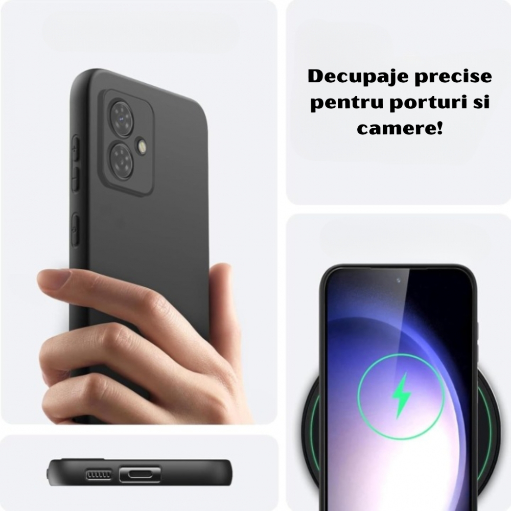 Husa pentru Motorola Moto G54 din sIlicon catifelat cu interior din microfibra si protectie la camere - Negru [4]