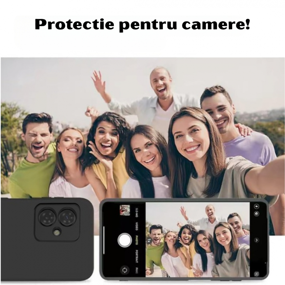 Husa pentru Motorola Moto G54 din sIlicon catifelat cu interior din microfibra si protectie la camere - Negru [6]